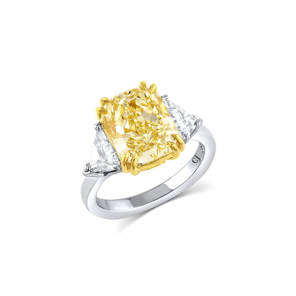 Platinum 18K Yellow Gold 5.23ct Fancy Yellow Diamond Ring, GIA Certified