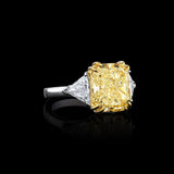 Platinum 18K Yellow Gold 5.23ct Fancy Yellow Diamond Ring, GIA Certified