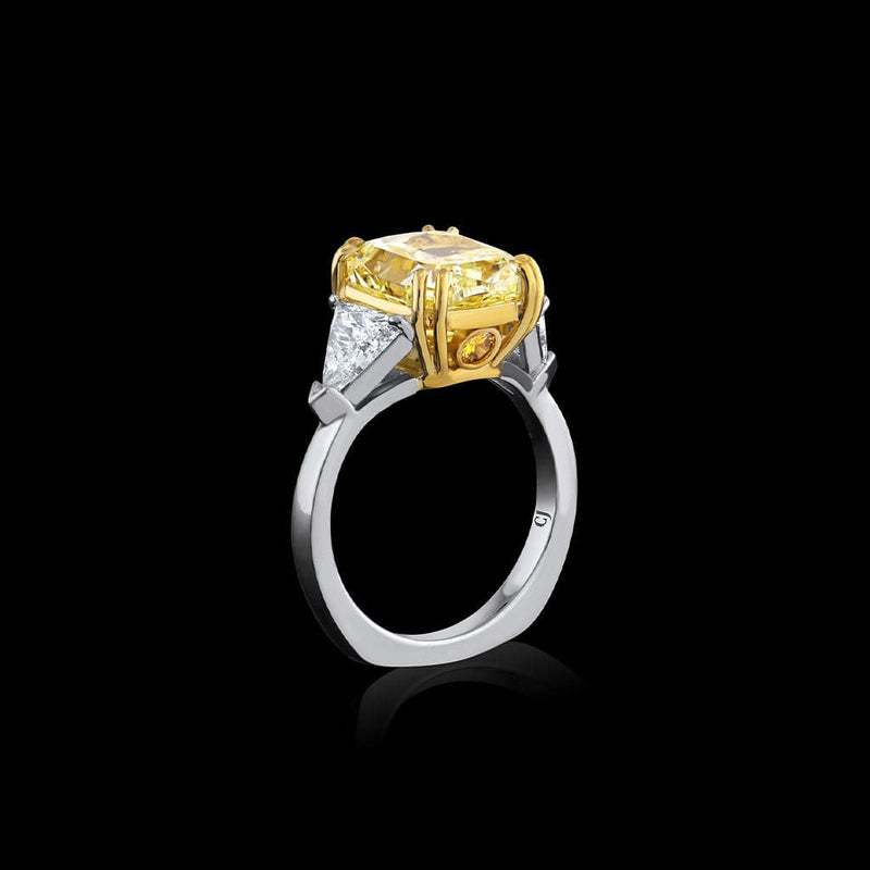 Platinum 18K Yellow Gold 5.23ct Fancy Yellow Diamond Ring, GIA Certified