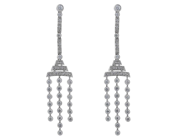 Diamond Art Deco Drop Earrings