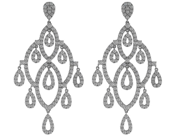 Diamond Drop Chandelier Stud Earrings