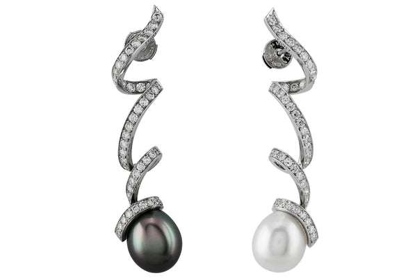 Diamond Pearl Drop Earrings