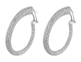 Semi Oval Diamond Hoop Earrings