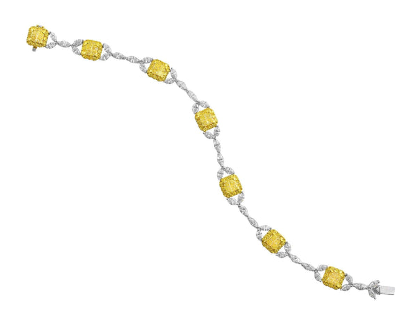 Delicate Fancy Yellow and White Diamond Bracelet