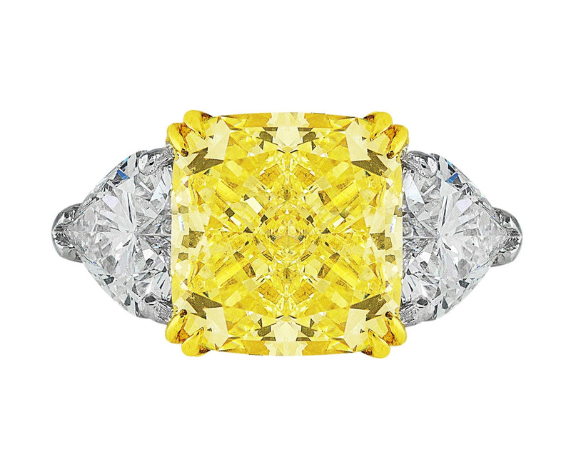 Fancy Vivid Yellow Radiant Shape and Tapers Diamond Ring - CARON Fine  Jewellery
