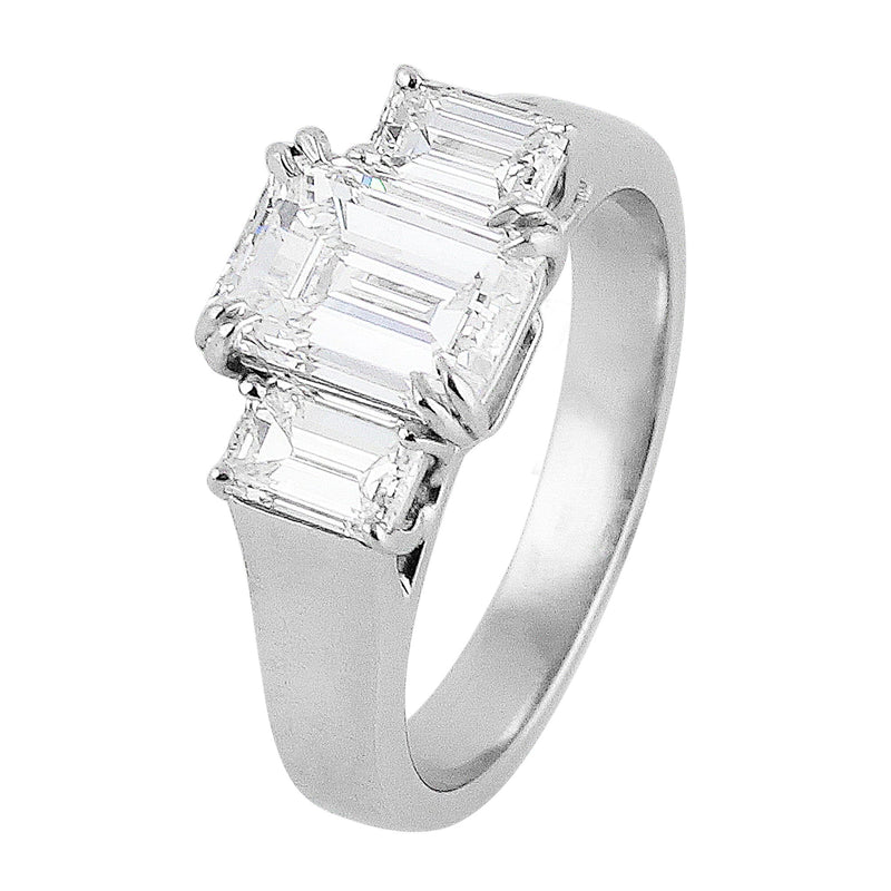 1.75ct Emerald Cut Three Stone Diamond Ring