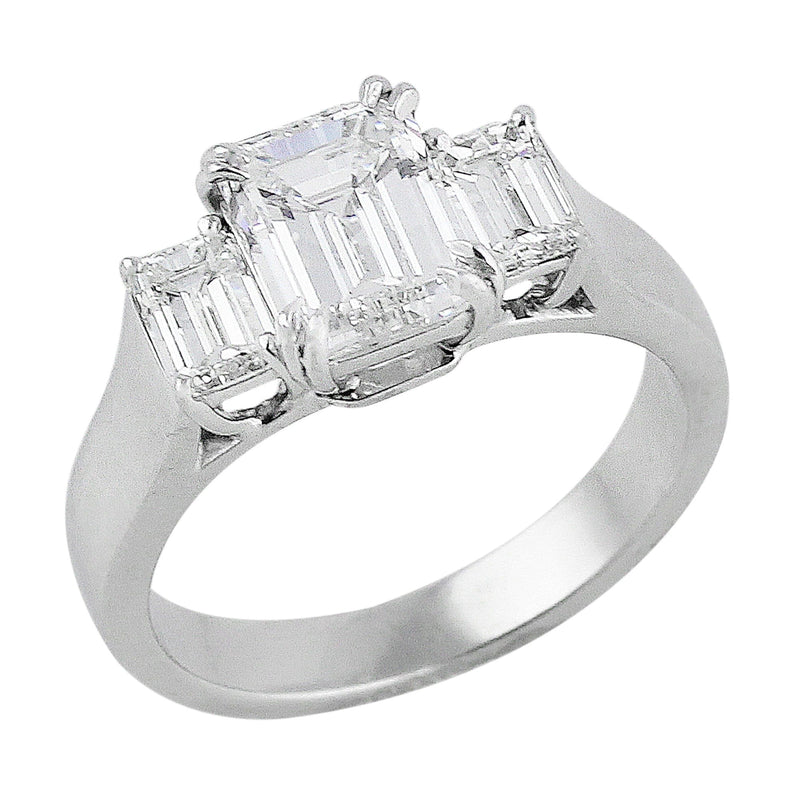 1.75ct Emerald Cut Three Stone Diamond Ring