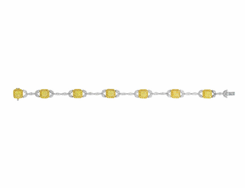 Delicate Fancy Yellow and White Diamond Bracelet