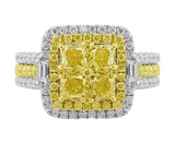 Square Yellow White-Accent Diamond Ring