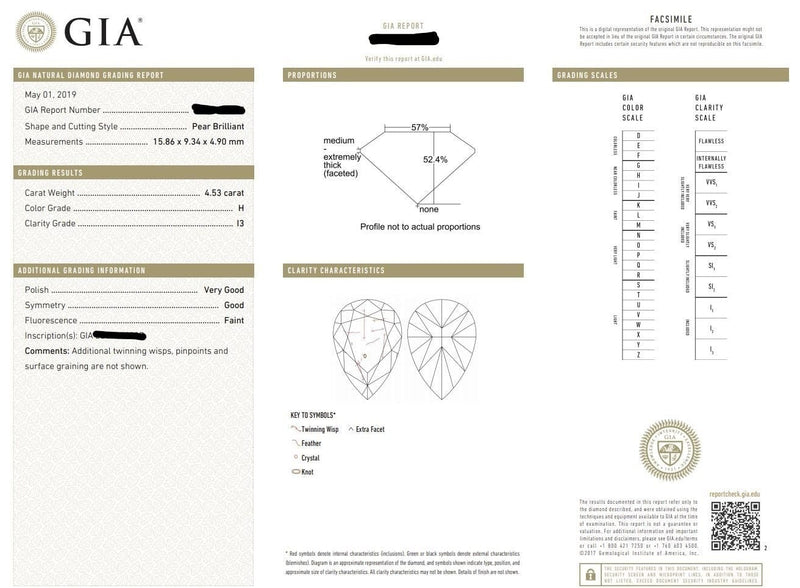 18kt White Gold Pear Diamond Drop Earrings, GIA Certified