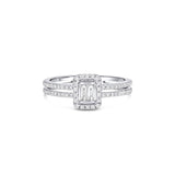 18K White Gold Rectangular Diamond Cluster Ring