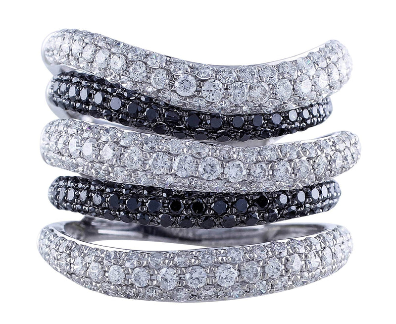 Pave Black and White Diamond Ring