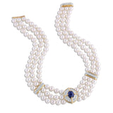 Van Cleef & Arpels Platinum 18k Yellow Gold Sapphire Pearl Necklace