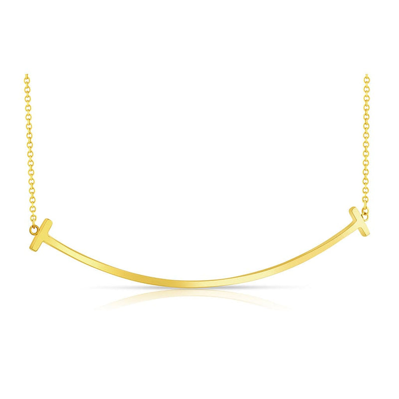 Tiffany & Co. 18K Yellow Gold Large T Smile Pendant Necklace - Estate