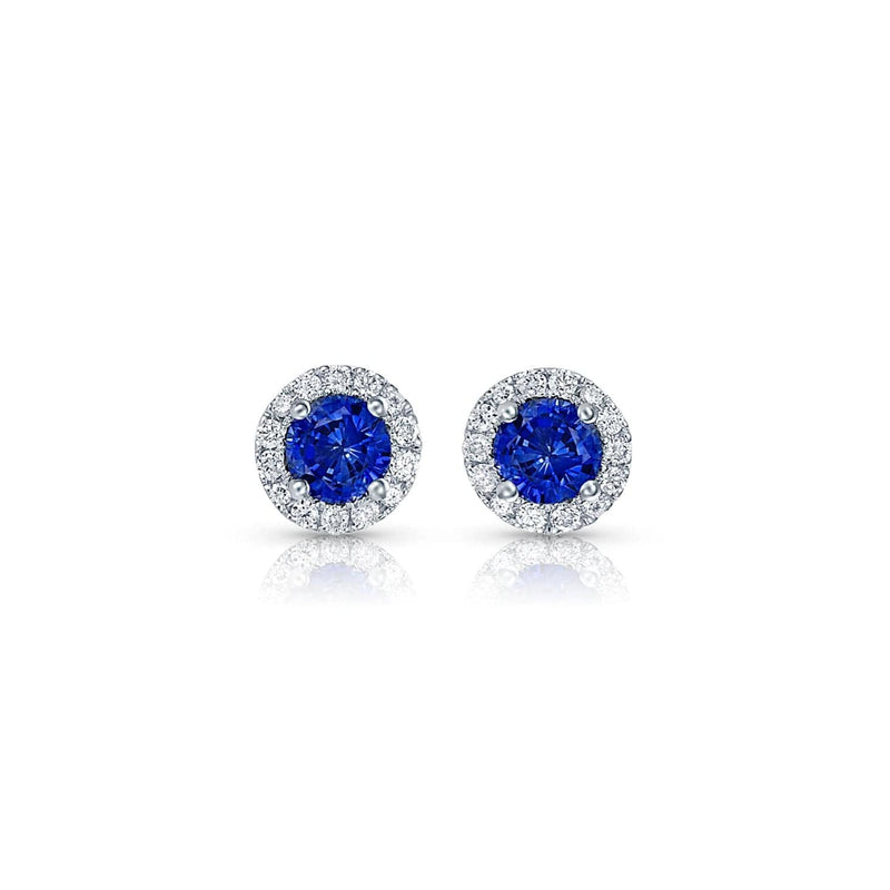 Round Brilliant Sapphire and Diamond Studs