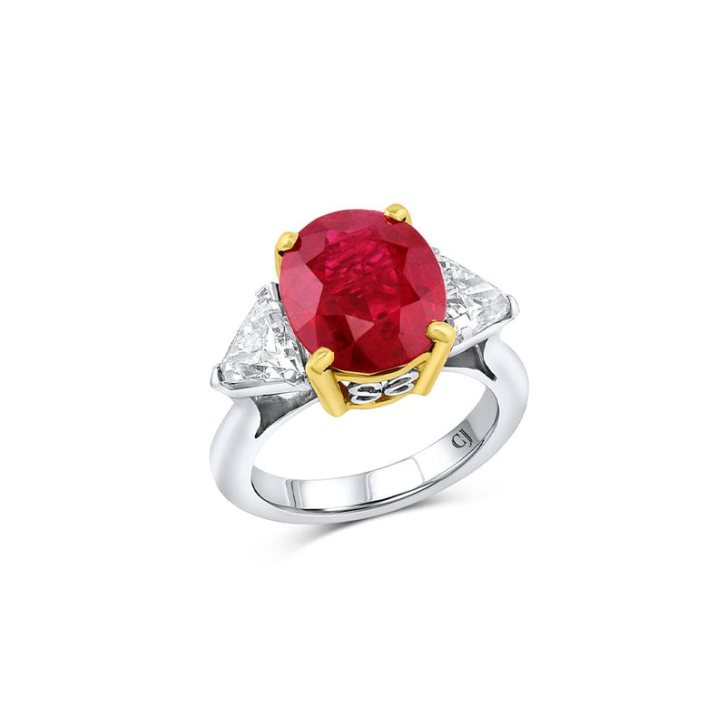 Platinum 18k Yellow Gold 6.94ct Ruby Diamond Ring, AGL Report