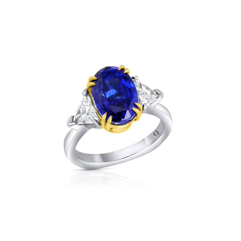 Rivière Platinum 5.95ct Ceylon Sapphire Trillion-Cut Diamond Ring, AGL Certified