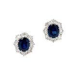 Platinum Estate Oval Sapphire Diamond Earrings