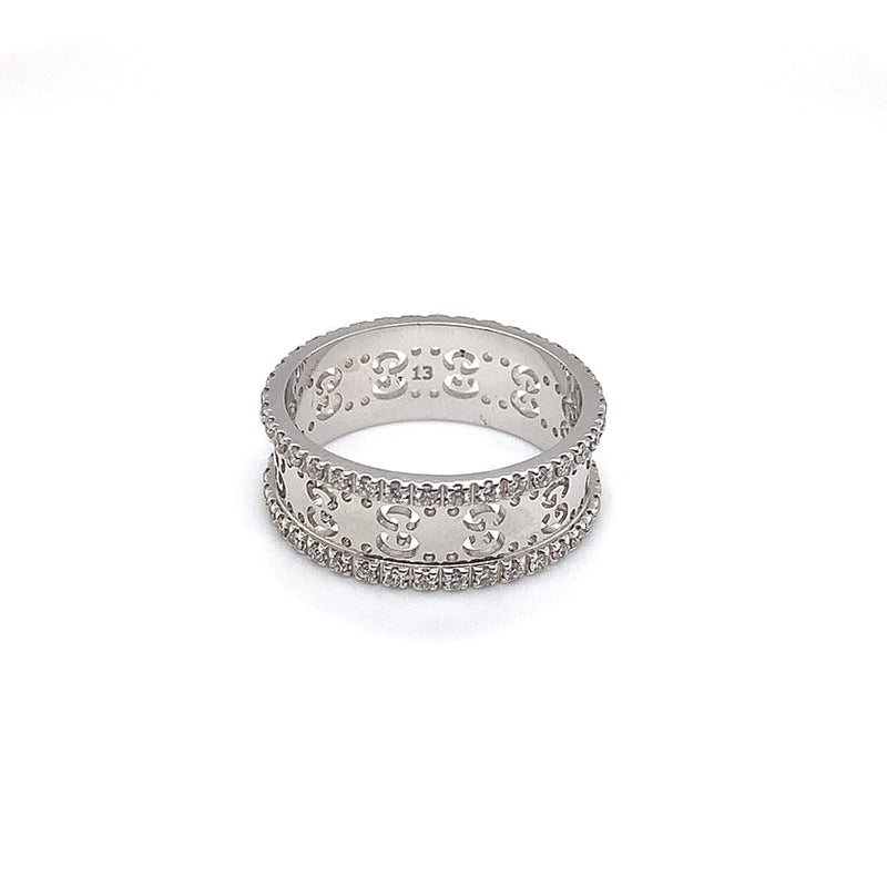 Gucci 18k White Gold Diamond Icon Ring - Estate