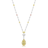 Platinum Fancy Yellow Pear Shaped Brilliant Diamond Necklace, GIA Certified