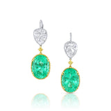 Rivière Platinum 18K Yellow Gold Diamond Emerald Earrings