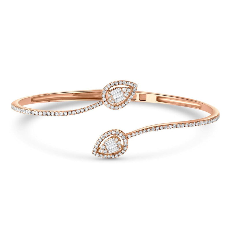 18k Rose Gold Diamond Crossover Bangle