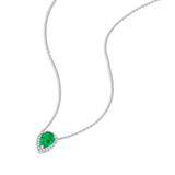 18k White Gold 0.92ct Pear-Shaped Emerald and Diamond Necklace