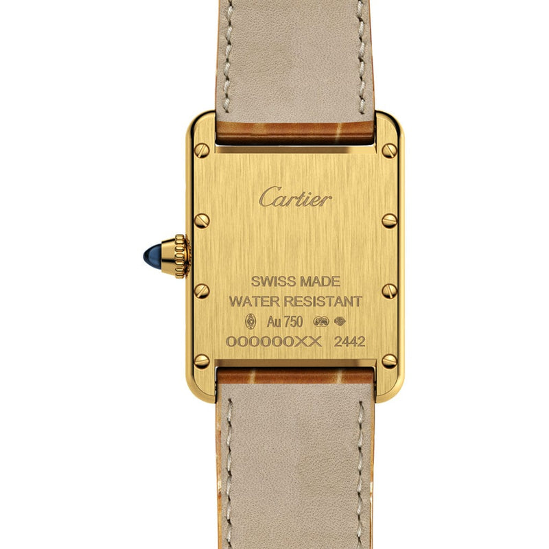 Cartier Tank Louis Small Yellow Gold Brown Alligator Ladies Watch