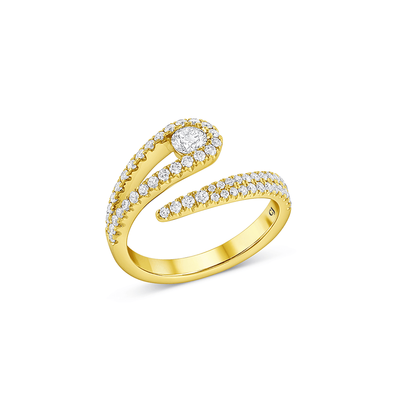 18k Yellow Gold0.75ctw Round Diamond Swirl Loop Ring