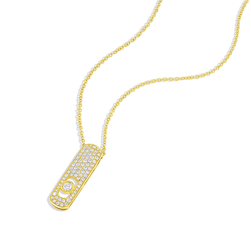 18k Yellow Gold 0.61ctw Pavé Diamond Tab Pendant