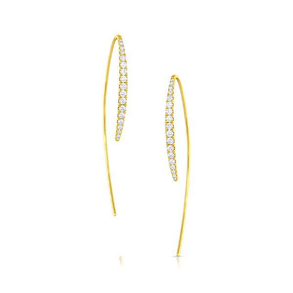 18k Yellow Gold 0.72ctw Hook Trough Earrings