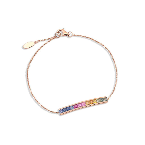 18kt Rose Gold Rainbow Sapphire Bracelet