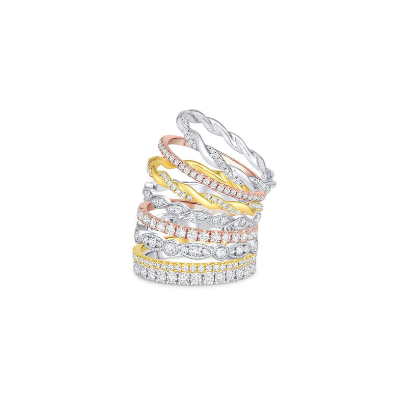 18k White Gold Diamond Round Marquise Eternity Band Ring