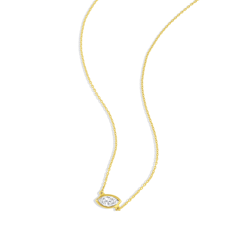 Rivière 18k Yellow Gold 0.23ct Marquise Diamond Solitaire Pendant