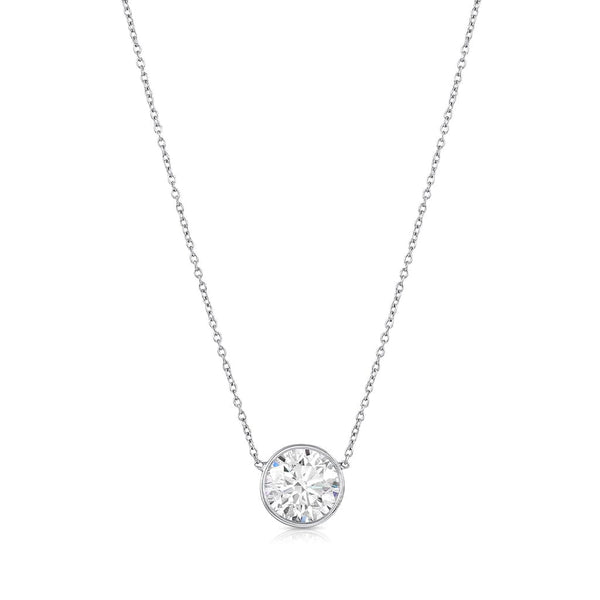 Rivière 18k White Gold Platinum 1.50ct Diamond Solitaire Necklace, GIA Certified I Color