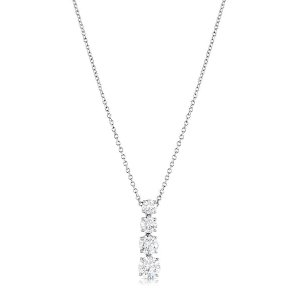 Rivière 18k White Gold Four Stone 3.73ctw Diamond Pendant Necklace