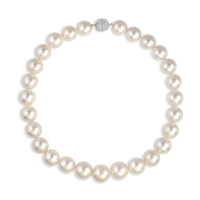 Platinum 15mm - 17.5mm South Sea Pearl Diamond Necklace