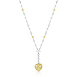 18K Gold Diamond Heart Drop Necklace, GIA Certified