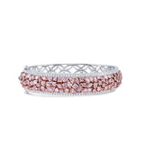 18k White Gold 9.47ctw Pink and White Diamond Bangle Bracelet