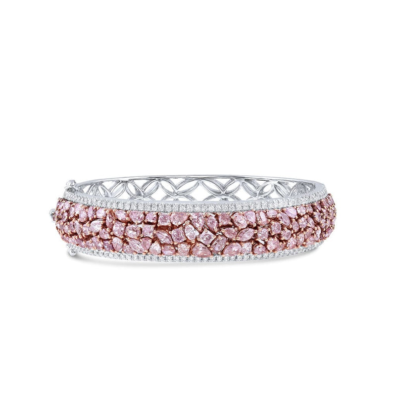 18k White Gold 9.47ctw Pink and White Diamond Bangle Bracelet