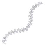 18k White Gold Diamond Flower Bracelet Double Row