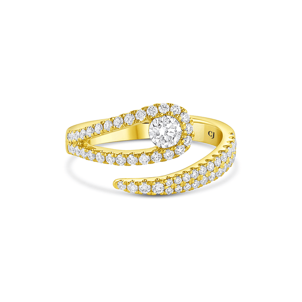18k Yellow Gold0.75ctw Round Diamond Swirl Loop Ring