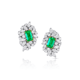 Estate Platinum 3.80ctw Colombia Emerald and 5.00ctw Diamond Earrings, AGL Certified