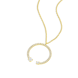 18k Yellow Gold 0.79ctw Diamond Large Open Round Necklace