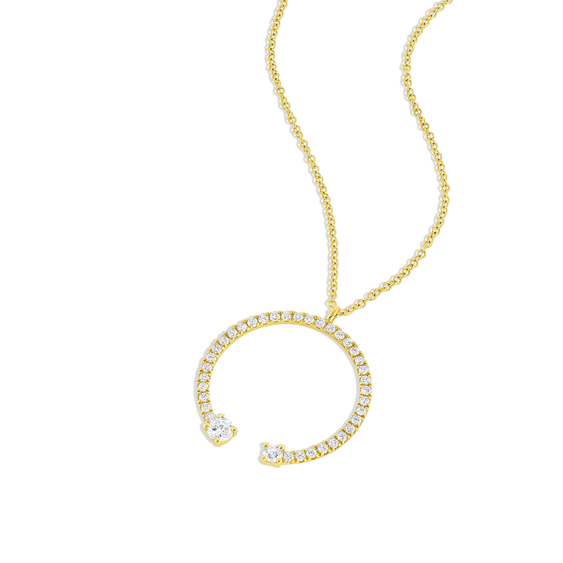 18k Yellow Gold 0.79ctw Diamond Large Open Round Necklace