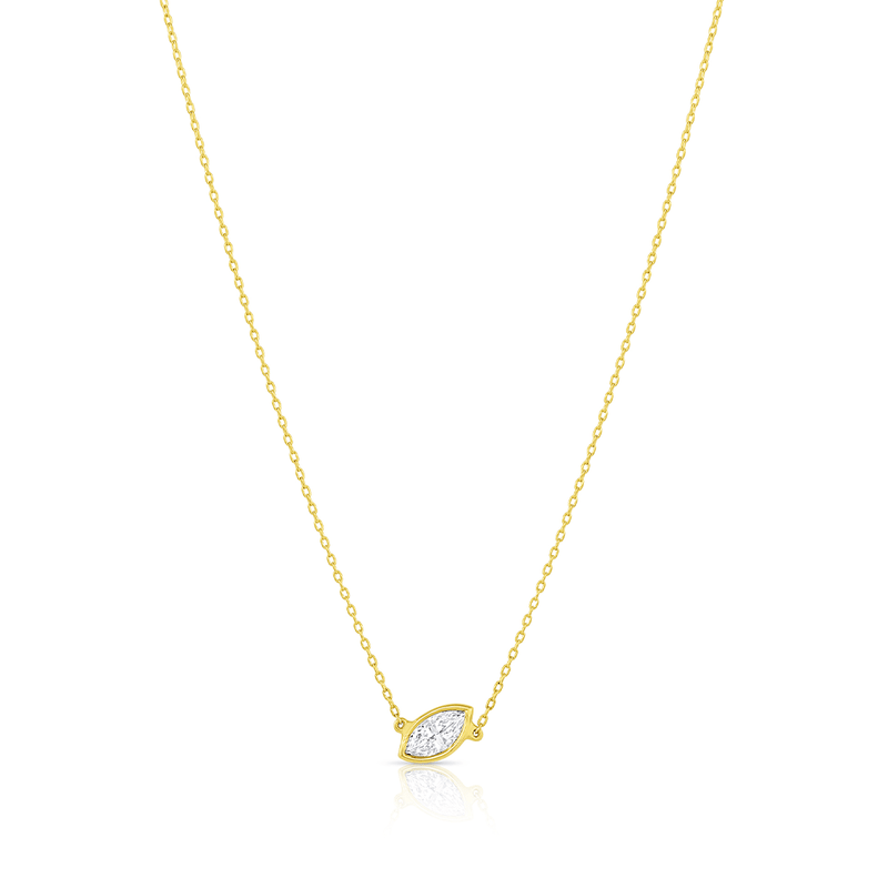Rivière 18k Yellow Gold 0.23ct Marquise Diamond Solitaire Pendant