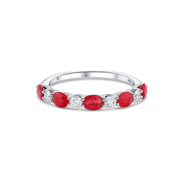 18k White Gold 1.01ctw Ruby and Diamond Band