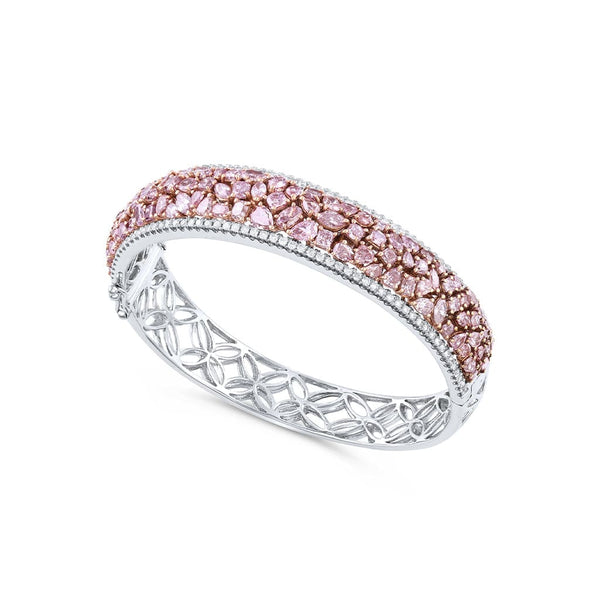 18k White Gold 9.47ctw Pink and White Diamond Bangle Bracelet