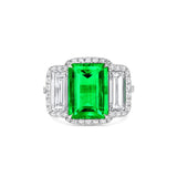 Platinum 3.50ct Natural Colombian Emerald Diamond Ring