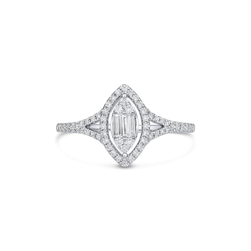 18KT White Gold Marquise Cluster Diamond Ring